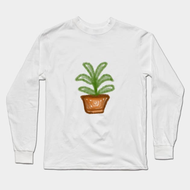 green leaves with pot watercolor design Long Sleeve T-Shirt by Artistic_st